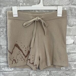 Snuggle Sac Taupe Knit Drawstring Loungewear Pajamas Shorts
